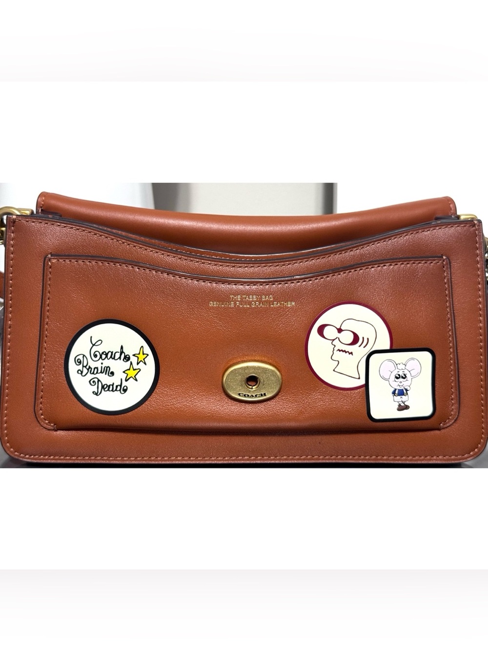 COACH | Brain Dead Soft Tabby Shoulder Bag 26 With Patches, AMBER BROWN - Picture 9 of 12